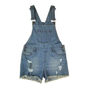 Venus Blue Jean Shorts Overalls Distressed Hem Dungaree Size 12 Denim